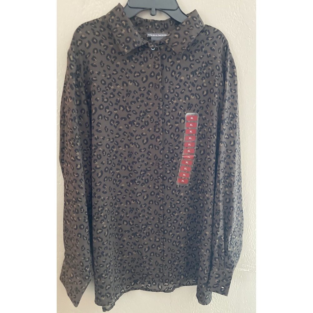 Chelsea and Theodore Printed Button Up  Blouse Size XL NWT